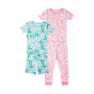 NEW 2 Sets of Little Girls Pajamas Flowers Pink Green Floral - Size 2T